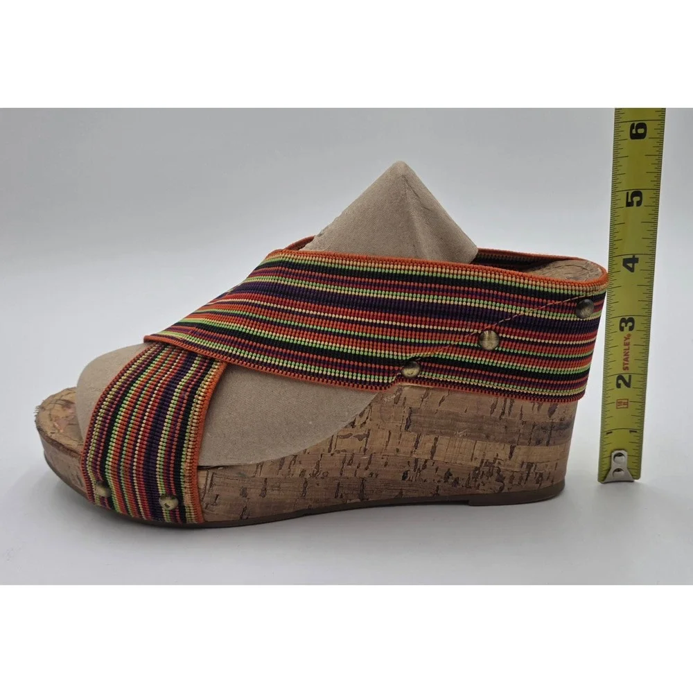 XOXO Bali Women's 8.5M Striped Cork Wedge Sandal Multi Color Platform Slide
